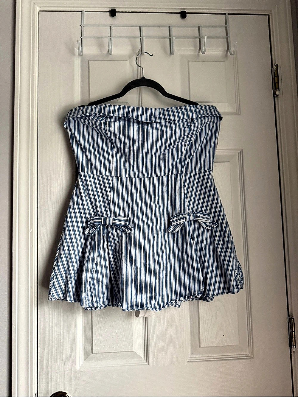 Altar’d State Blue White Striped Bow Romper Playsuit Size L